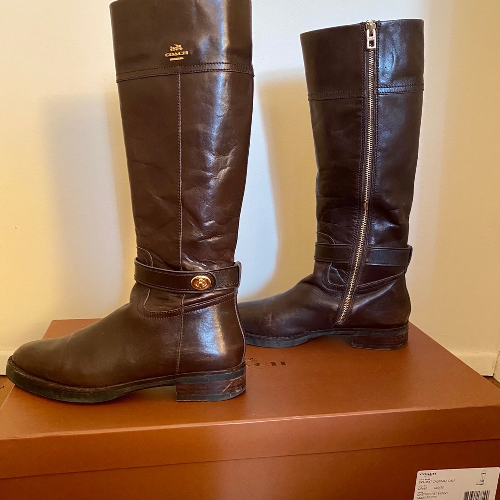 Coach dark brown leather riding boots - Picture 2 of 6